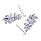 1 Earring Earrings Cubic Zirconia Earrings Wholesale Cubic Zirconia Bridal Jewelry 1 Side Feather Earring