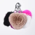 Fur Ball Keychain Fashion Girls Rabbit Fur Balls / Heart Fur Keychain / Rex Rabbit Fur Keychain