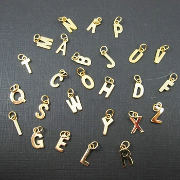 High polish 18K gold plated stainless steel letter charms - A-Z letters shape initial pendant