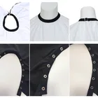 White Cape Hot Sale Custom Logo Polyester Barber Hairdresser White Cape With Black Brim And Hook Elastic Neck
