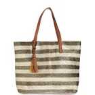 Straw Beach Handbags Vintage China Shop New Arrival Fashion Ladies Strip Metallic Shopper Straw Beach Handbags With Unbranded Product