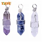 Pendant Carved Factory Supply Natural Polished Gemstone Pendant Carved Hexagonal Column Pendant Chakra