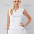 Sleeveless Side Splits Pockets Salon Spa Top Tunic Uniform