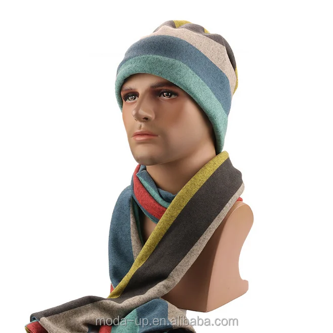 china suppliers of Men's fashion winter polar fleece hat and scarf set with printing