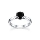 Diamond Solitaire Rings 925 Sterling Silver Black Diamond Solitaire Engagement Rings