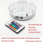 Color Factory Direct Sell 15CM Diameter Round Silver Base RGB Color Multi-colors LED Hookah Light Base For Centerpiece Vases Decor