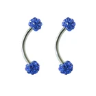 New arrive Hot wholesale 30pcs eyebrow ring curved barbell piercing jewelry with crystal ball