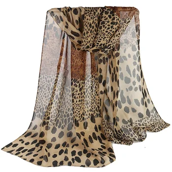 Fashion Custom Print Silk Chiffon Scarf,Animal Leopard Printed Scarf Women