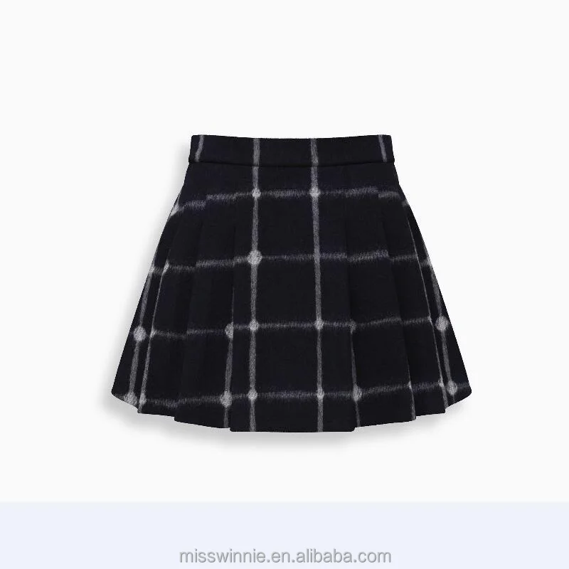 Kids clothes customized woolen pleated skirts for baby girls