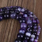 Agate Stone Beads Stone Loose Beads Wholesale Bulk Purple Color Striped Agate Natural Stone Beads Loose Gemstone Beads