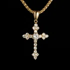 Necklace Marlary 18K Gold Plated Stainless Steel Iced Out Necklace Simple Cross Pendant Jewelry For Girl