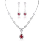 Crystal Cz Earrings Fashion Style Plated Rhodium Crystal AAA CZ Stone Necklace Earrings Jewelry Set For Women Wedding
