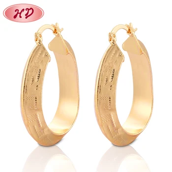 HD Fashion Jewelry European Newest Model Earring Geometric 18K Gold Plated Thick Hoop Earrings jewels