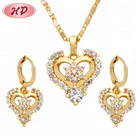 Diamond Jewelry Necklace Earring Set 2018 Diamond Big Heart Korean Trending Bride Gold Jewelry Set