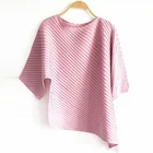 Ladies Top Women Ladies Pleated Asymmetric Hem Waterfall Short Sleeve Top Women Summer