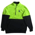 Zipper Jacket Mens Corporate Uniform Hi Vis Yellow Navy Half Zipper Polo Fleece Work Jacket For Mens