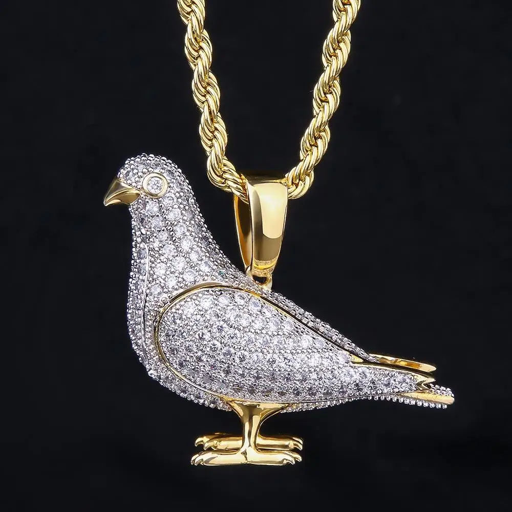 Krkc&co Hip Hop Animal Jewelry 14k Gold Iced Out Pigeon Pendant - Buy 14k  Gold Pendant,Aninmal Pendants,Iced Out Pendant Product on 