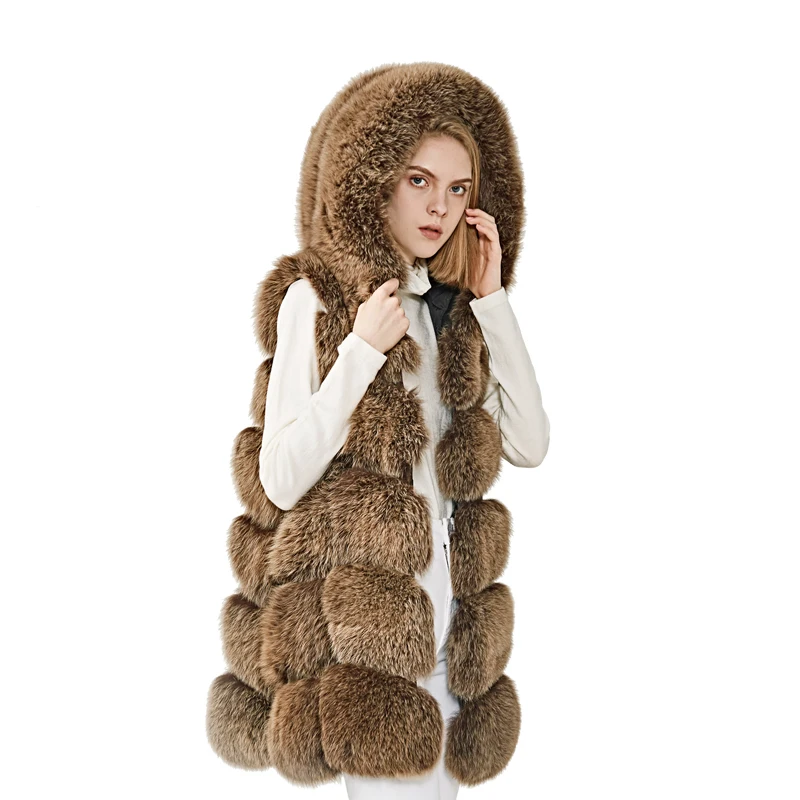 ladies vest with fur hood