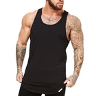 Singlet Cotton Men Singlet Custom Print Mens Fitness Clothing 100% Cotton Gym Stringer Singlet Vest Curved Hem Tank Top