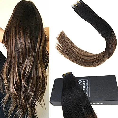 Balayage Tape Hair Extensions Remy Human Skin Weft Hair Natural Black Dark  Brown With Blonde 40pcs 100g - Buy Brazilian Hair Tape In,Remy Human Hair, Tape In Extensions Product on 