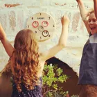 Wooden Wall Throwing Game Round Base With Numbers And Metal Pieces Ring Toss Toys Indoor For Kids Adults Family