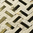 Yellow Tile Wall Decorative Marble Mosaic Tile New Design Mixed Color Brass And Yellow Marble Wall Decoration Limestone Mosaic Tile