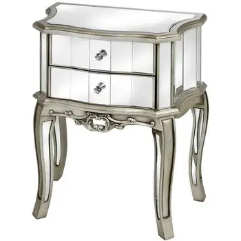 Argente Antique French Mirrored 2 Drawer Bedside Table