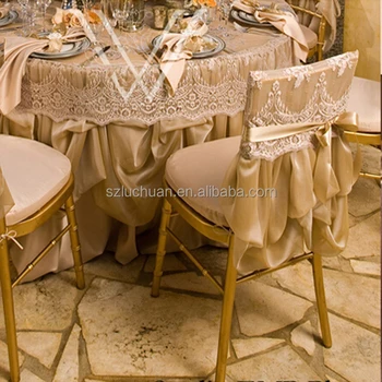 Stacking Gold Wedding Decoration Chair Covers and Tablecloth Covers