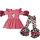 Girls Clothing Girls Baby Girls Boutique Cow Outfit Knit Cotton Remake Persnickety Children Clothing Ruffle Pants Set