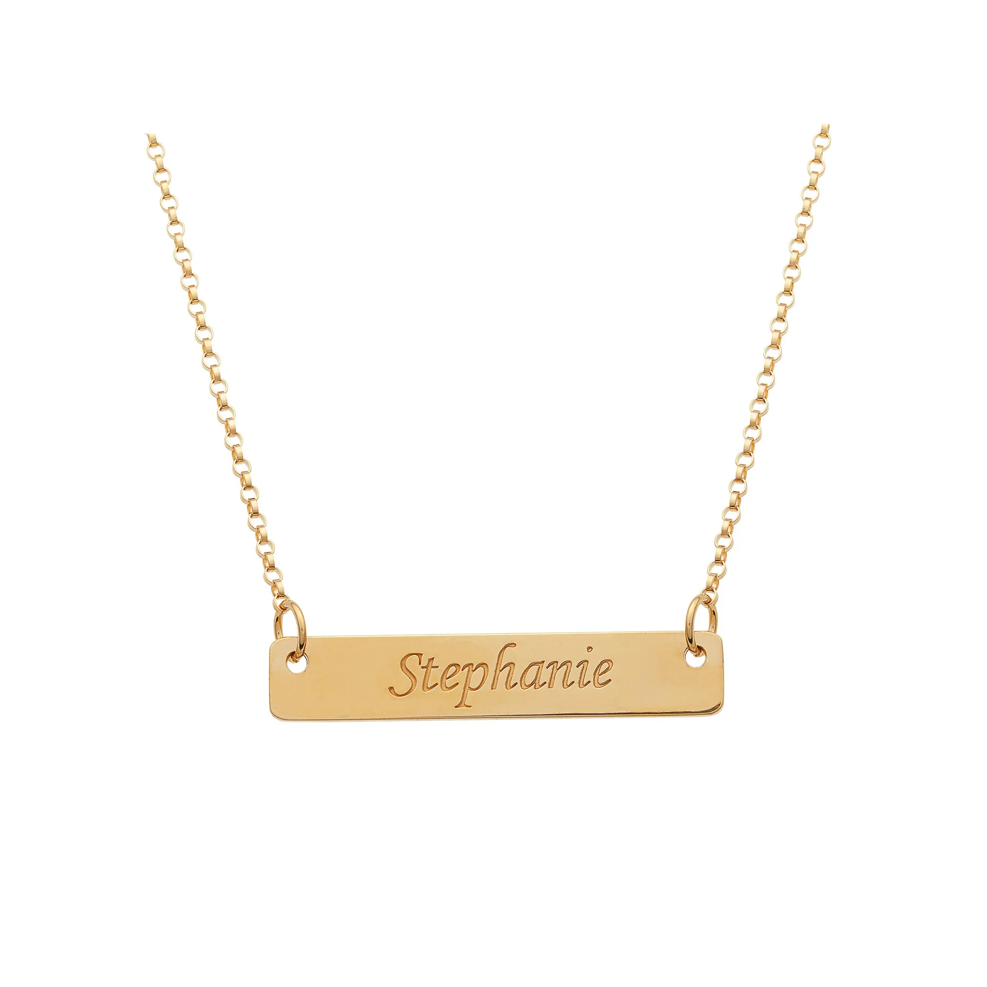 Custom Gold Bar Name Necklace 