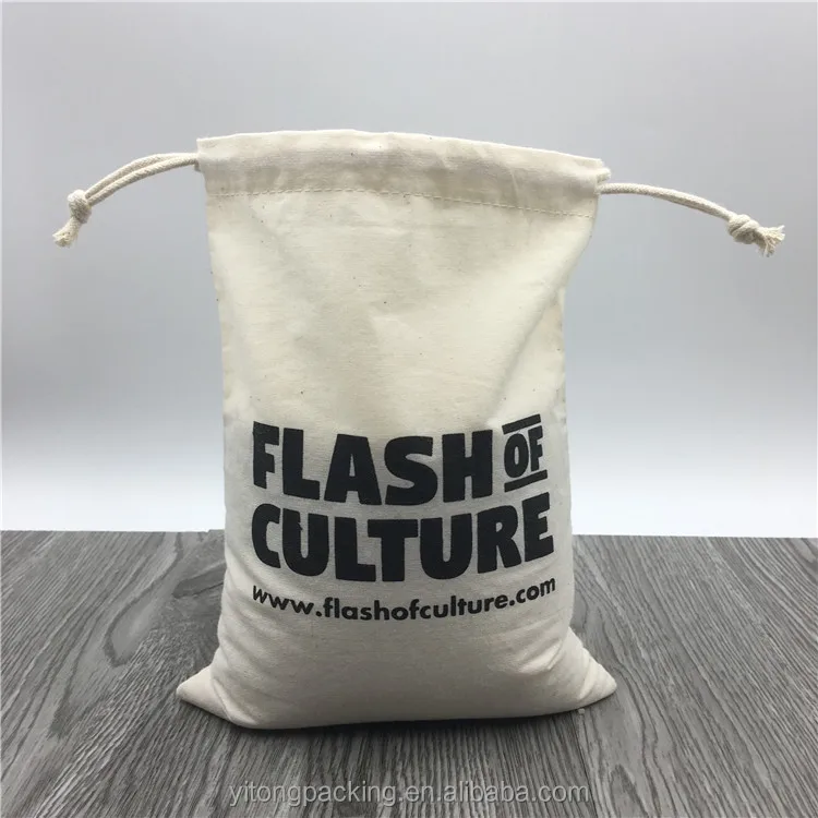 wholesale calico cotton muslin drawstring bag with logo