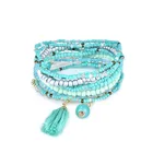 Vintage Bead Vintage Bohemia Jewelry Popular Multicolor Seed Bead Tassel Multilayer Elastic Bead Bracelet