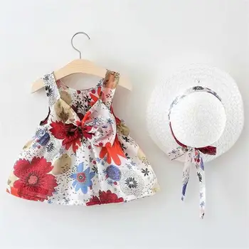 2022 Newly designed new products have boutique girls printed red dress high quality children's clothing wholesale