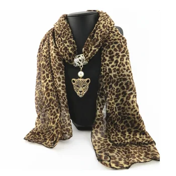 Top-selling New Leopard Chiffon Scarf Fashion Autumn/Spring Necklace Jewelry Pendant Infinity Scarfs for Women