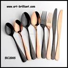 Cutlery Modern 24pcs Stainless Steel Cutlery Gold Black Flatware Set For Wedding
