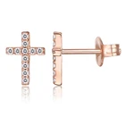 Cz Earrings 925 Silver Stud Earrings 925 Sterling Silver CZ Diamond Religious Classic Mini Cross Stud Earrings