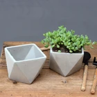 Pot Nordic Simple Style Prismatic Cement Flower Pot With Drain Hole For Home Decor