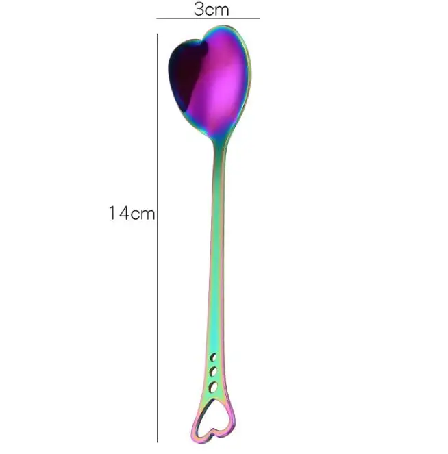O296  Sugar Ice Cream Tea Coffee Scoop  Hollow Out Stainless Steel Stirring Spoons Heart Shaped Dessert Spoon