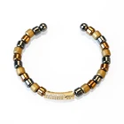 Bangle Designer Bracelet Cz Charm Gemstone Hematite Heishi Spacer Beaded Cuff Bangle Bracelet