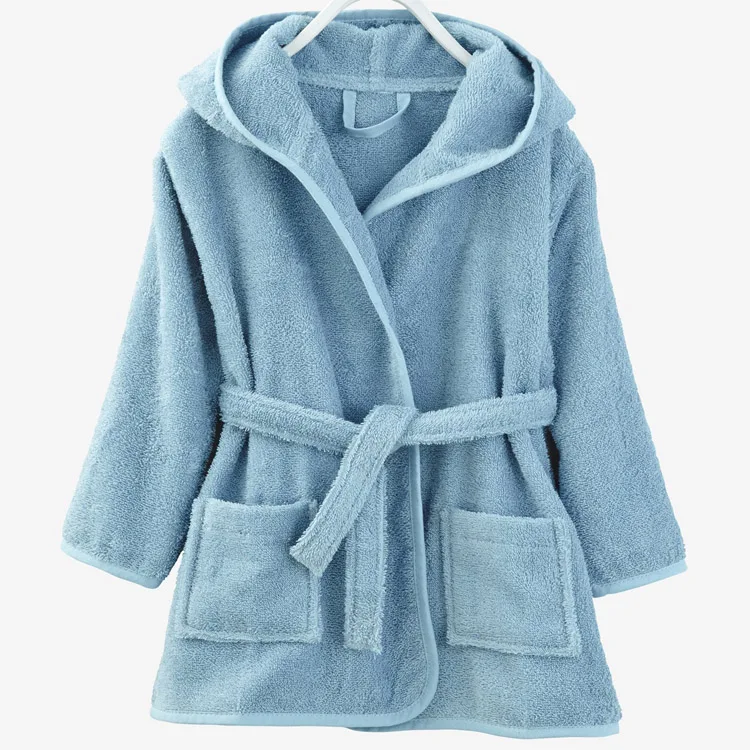 children fleece bath robe warm cotton homewear kids bathrobe/hooded dressing gown