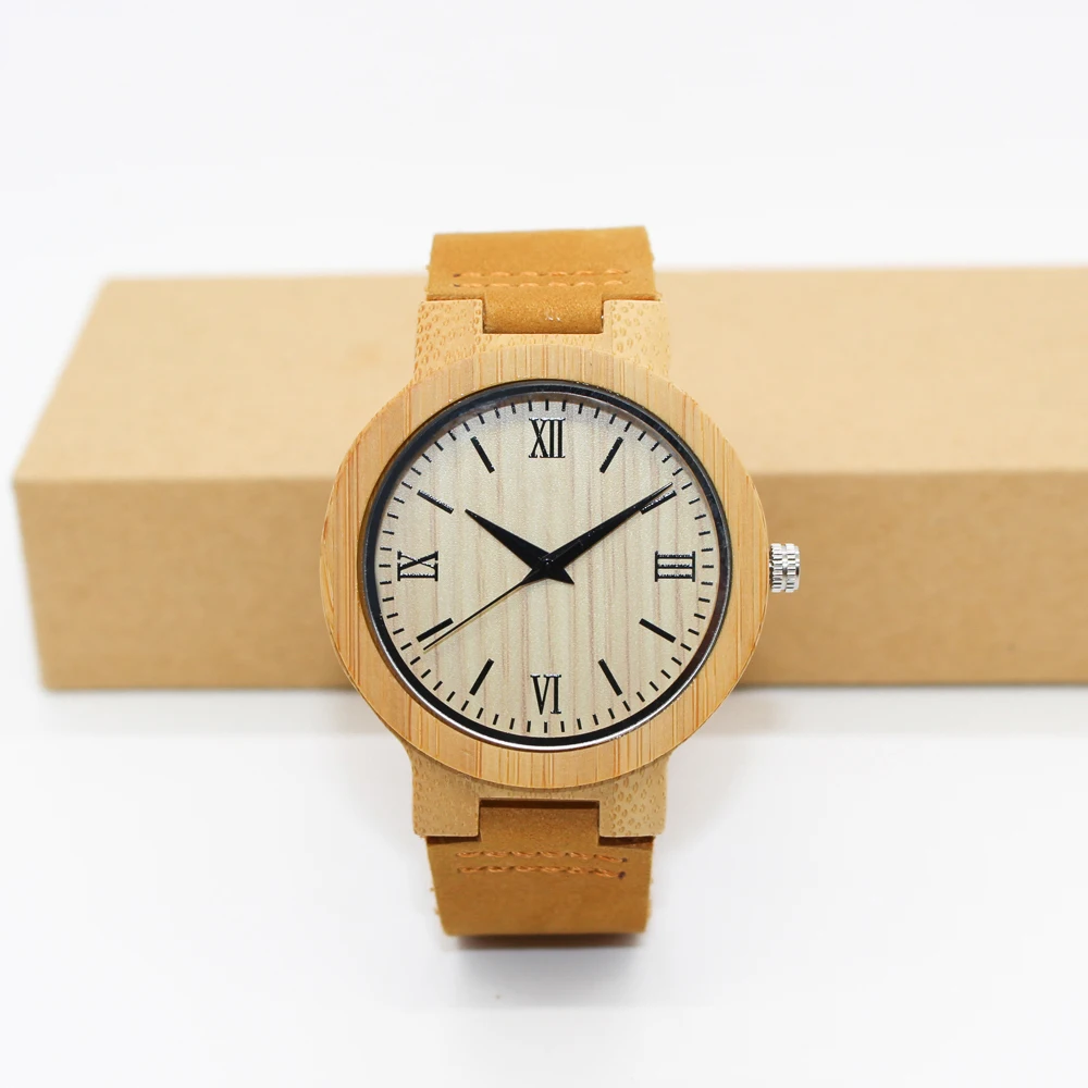 engraved bamboo watch