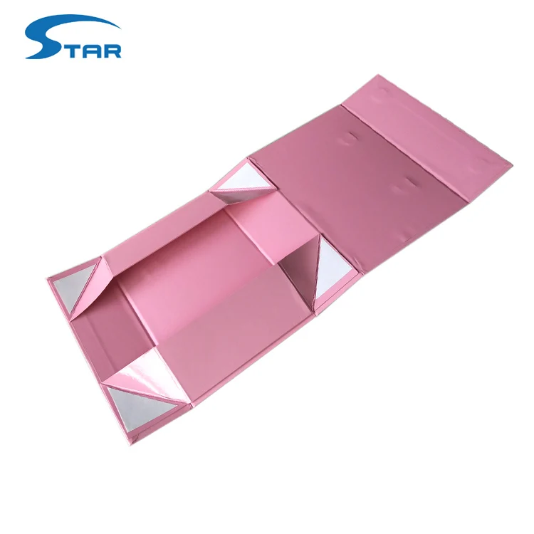 rigid paper printed flat folding gift box with ribbon - buy