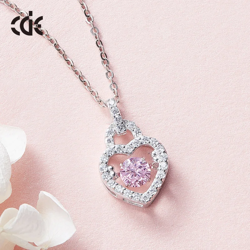 Wholesale Silver Pink Jewelry Crystal Heart Shaped Necklaces