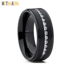 Black Titanium Ring Titaniumringsblack 8mm Black Titanium Men's Wedding Band Ring With Cubic Zirconia