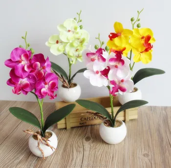 4 Fork Wholesale Potted Phalaenopsis Orchid Plants Bonsai Artificial for Room Table Decoration