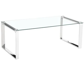 cheap living room coffee table stainless steel chromed long rectangle coffee table modern glass coffee table