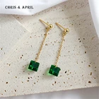 Earrings Earrings 925 Silver Irregular Square Emerald Zircon Earrings
