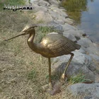 Garden 3D Garden Egret Bird Statues Figurine In Antique Gold Finish