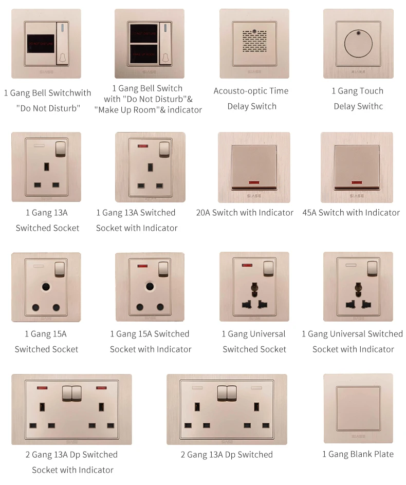 SIASE 86MM 1 GANG gold electrical single blank wall switch plate