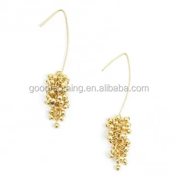 Gold beads Grapes Drop Hook Earring